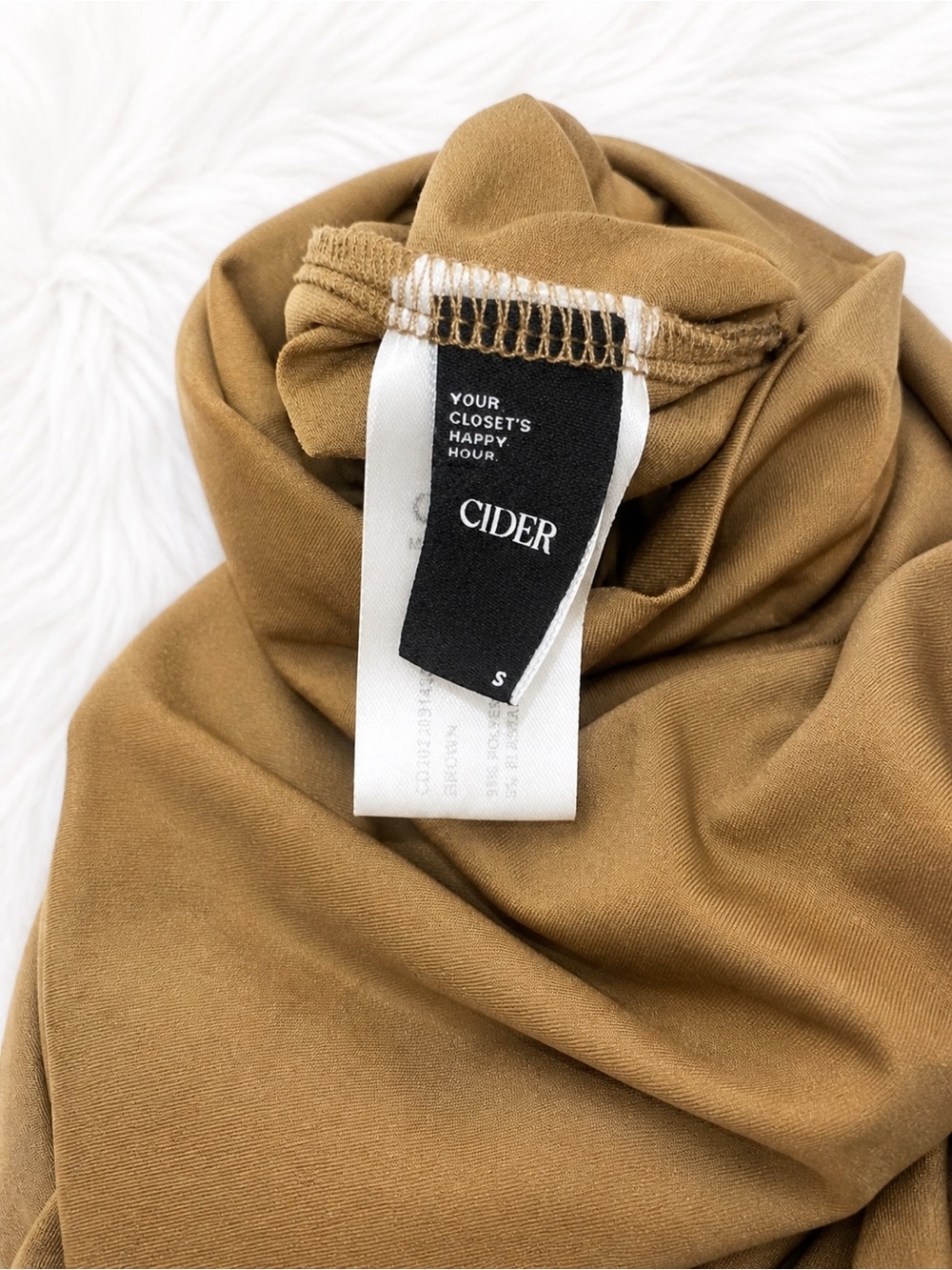 Cider Camel Wide Leg Jumpsuit Small High Neck Minimalist Neutral Chic - Picture 3 of 3
